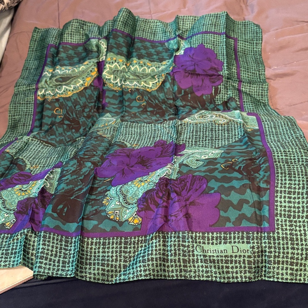 Christian Dior Green and Purple Scarf